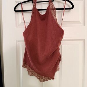 Zara Terracotta Lace Halter Camisole